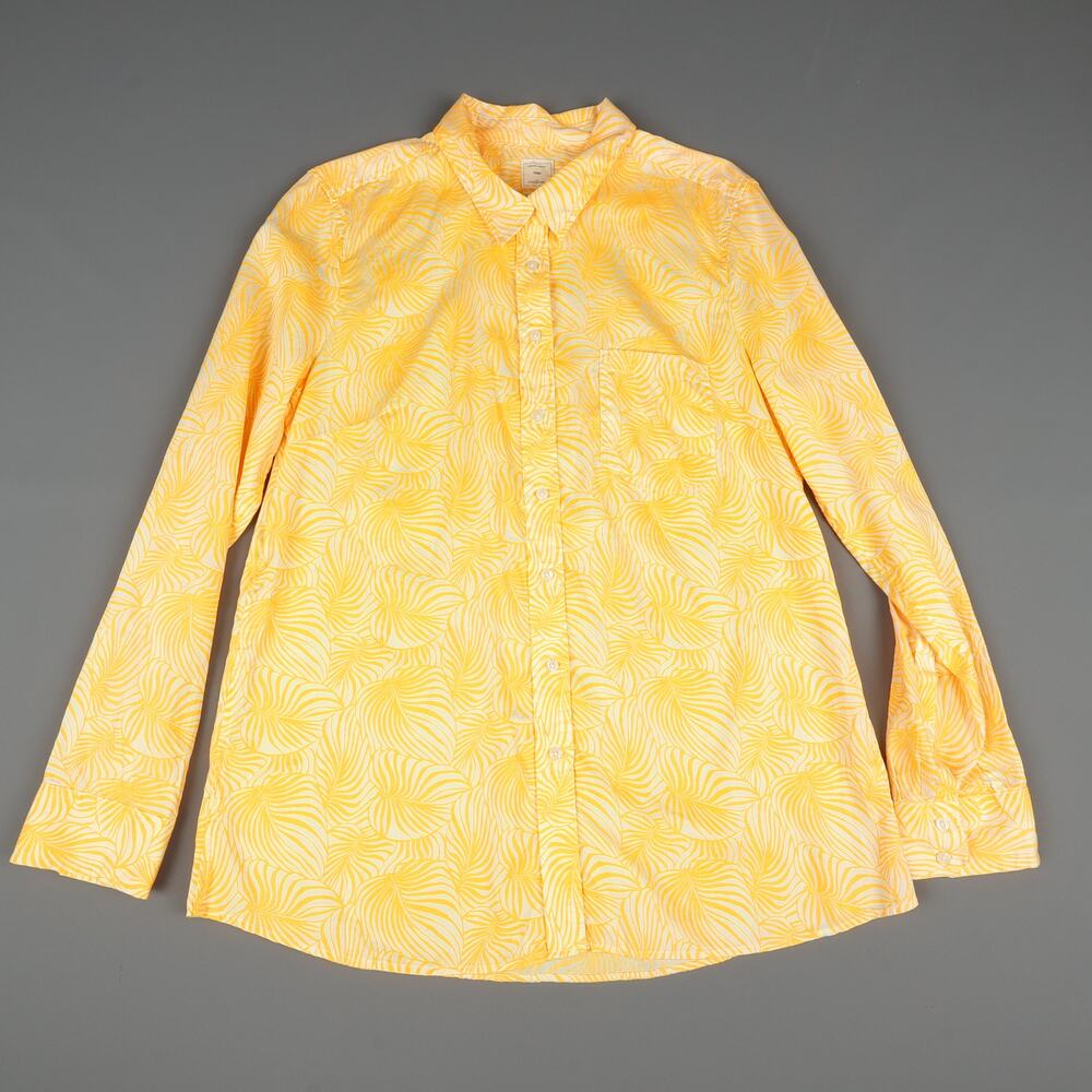 Gap Womens Large Fitted Boyfriend Button Down Shirt Top Tropical Causal Beach